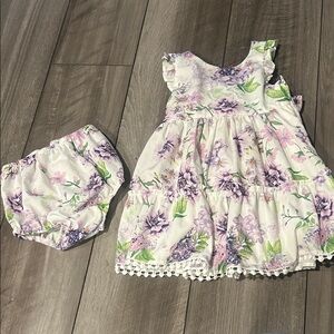Rare Editions Purple and Green Floral Dress Set